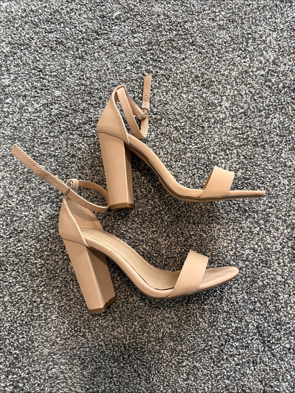 Charlotte Russe Nude Block Heel Ankle Strap Sandals